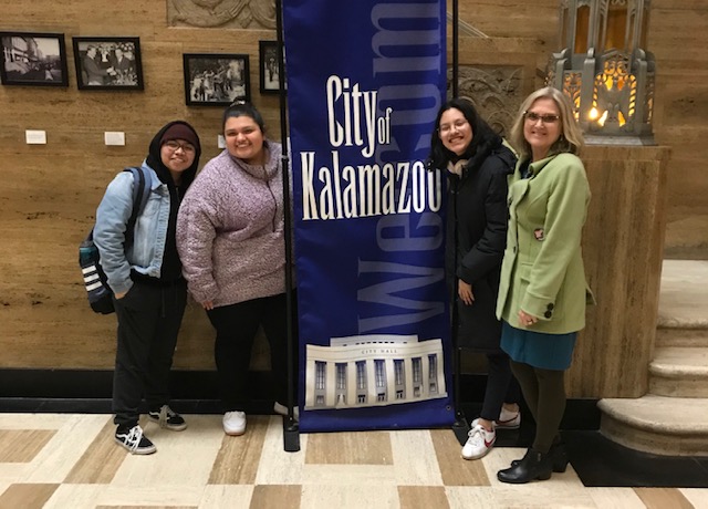 Kalamazoo College Staff and Students at the City Clerk Offices.